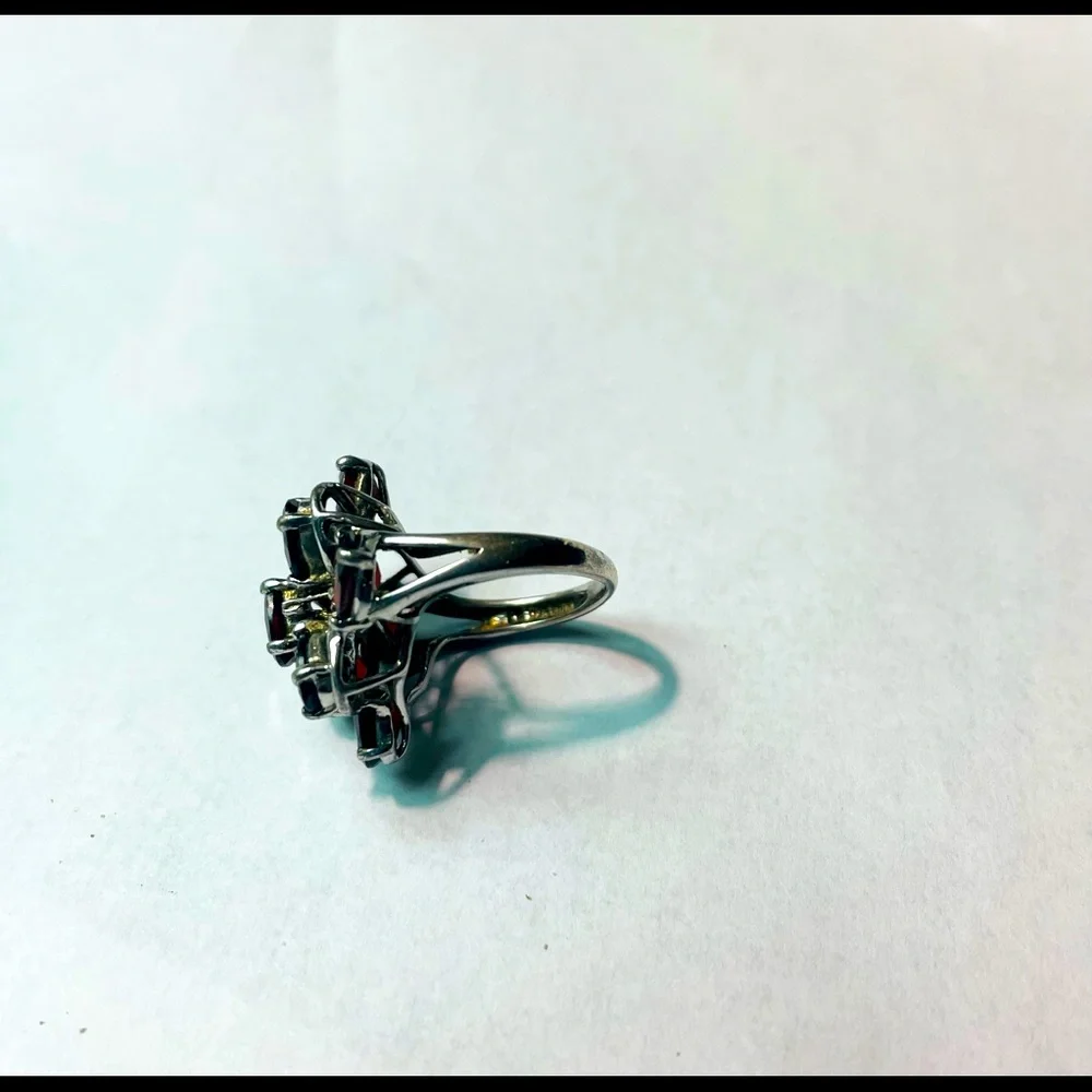 Garnet Floral Ring 925 Silver - Picture 8 of 14